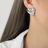 Wholesale Jewelry 316L Stainless Steel Gold Plated Irregular Heart Shaped Earrings