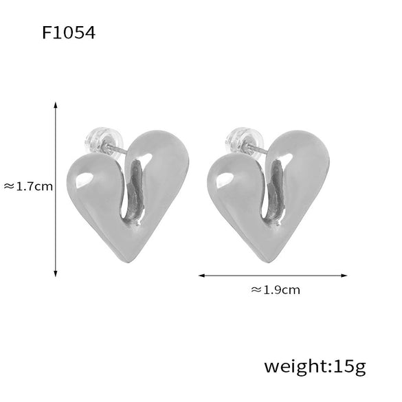 Wholesale Jewelry 316L Stainless Steel Gold Plated Irregular Heart Shaped Earrings