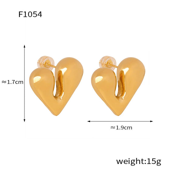 Wholesale Jewelry 316L Stainless Steel Gold Plated Irregular Heart Shaped Earrings