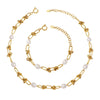 Wholesale Jewelry 316L Stainless Steel Gold Plated Retro Elegant Freshwater Pearl Kink Chain Necklace And Bracelet Set
