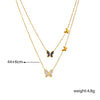 Wholesale Jewelry Titanium Steel Goldplated Butterfly Double Chain Necklace Elegant Black And White Glossy Stereo Style