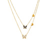 Wholesale Jewelry Titanium Steel Goldplated Butterfly Double Chain Necklace Elegant Black And White Glossy Stereo Style
