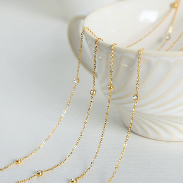 Wholesale Jewelry 316L Stainless Steel Goldplated Geometric Diamondembedded Clavicle Chain For Women Niche Style