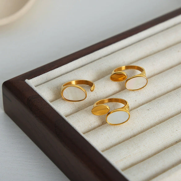 Wholesale Jewelry 316L Stainless Steel Goldplated Geometric Opening Ring For Women