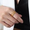 Wholesale Jewelry 316L Stainless Steel Goldplated Geometric Opening Ring For Women