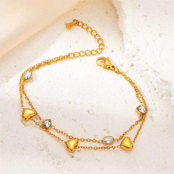 Wholesale Jewelry Titanium Steel Heart Flower Rhombus Electroplating Bracelet For Women