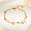 Wholesale Jewelry Titanium Steel Heart Flower Rhombus Electroplating Bracelet For Women
