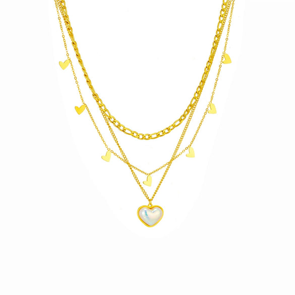 Wholesale Jewelry Titanium Steel Heart Shape Electroplating Pendant Necklace