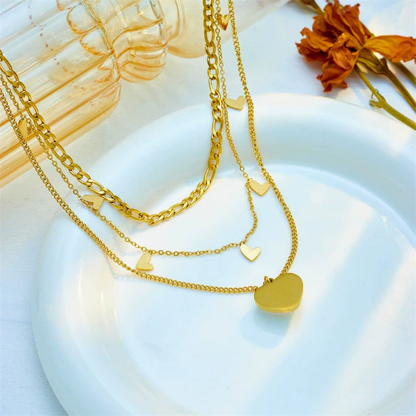 Wholesale Jewelry Titanium Steel Heart Shape Electroplating Pendant Necklace