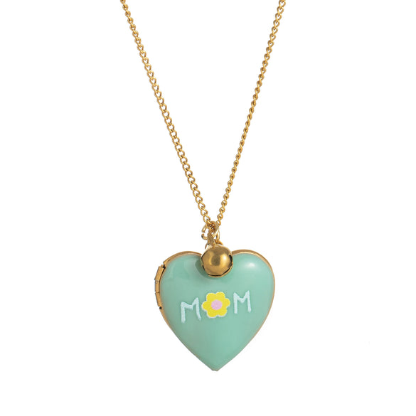 Wholesale Jewelry Titanium Steel Heart Shape Oil Drop Printing Electroplated Pendant Necklace
