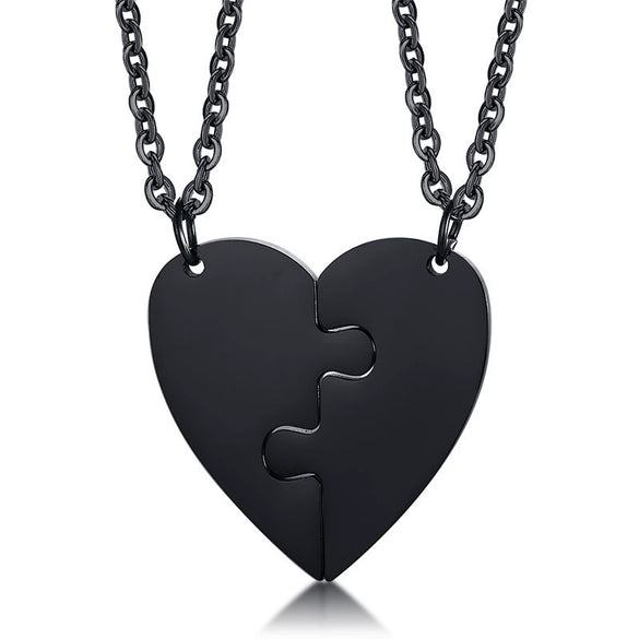 Wholesale Jewelry Titanium Steel Heart Shaped Friendship Pendant Two Piece Set Electroplated Simple Style
