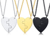 Wholesale Jewelry Titanium Steel Heart Shaped Friendship Pendant Two Piece Set Electroplated Simple Style