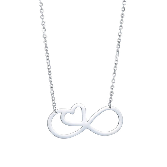 Wholesale Jewelry Titanium Steel Heartshaped Butterfly Knot Necklace For Women With Polishing Plasma Treatment