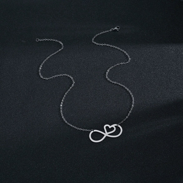 Wholesale Jewelry Titanium Steel Heartshaped Butterfly Knot Necklace For Women With Polishing Plasma Treatment