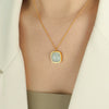 Wholesale Jewelry 316L Stainless Steel Inlaid Jade French Retro Style With Stars Sun And Moon Clouds Universe Pattern Earrings Necklace Set For Women