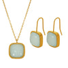 Wholesale Jewelry 316L Stainless Steel Inlaid Jade French Retro Style With Stars Sun And Moon Clouds Universe Pattern Earrings Necklace Set For Women