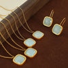 Wholesale Jewelry 316L Stainless Steel Inlaid Jade French Retro Style With Stars Sun And Moon Clouds Universe Pattern Earrings Necklace Set For Women