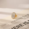 Wholesale Jewelry Titanium Steel Inlaid White Shell Geometric Ring For Women