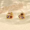 Wholesale Jewelry 316L Stainless Steel Inlaid Zircon Peach Heart Love Water Drops Bell Pattern Electroplated Women's Necklace And Earrings Set