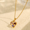 Wholesale Jewelry 316L Stainless Steel Inlaid Zircon Peach Heart Love Water Drops Bell Pattern Electroplated Women's Necklace And Earrings Set