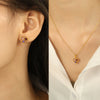 Wholesale Jewelry 316L Stainless Steel Inlaid Zircon Peach Heart Love Water Drops Bell Pattern Electroplated Women's Necklace And Earrings Set