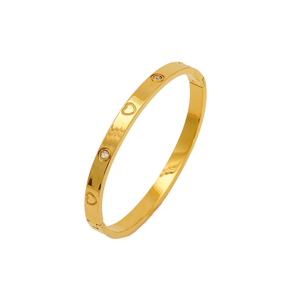 Wholesale Jewelry Titanium Steel 18K Gold Plated Inlaid Zircon Geometric Style Bracelet