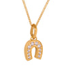Wholesale Jewelry 316L Stainless Steel 18K Gold Plated Ushaped Diamond Pendant Necklace