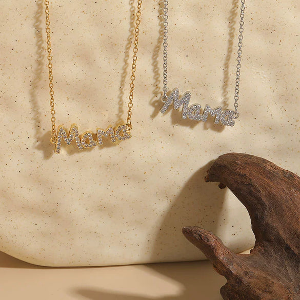 Wholesale Jewelry Titanium Steel Letter Zircon Pendant Necklace Simple Light Luxury Geometric Ochain 14K Real Gold Plated