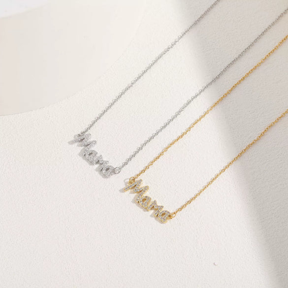 Wholesale Jewelry Titanium Steel Letter Zircon Pendant Necklace Simple Light Luxury Geometric Ochain 14K Real Gold Plated
