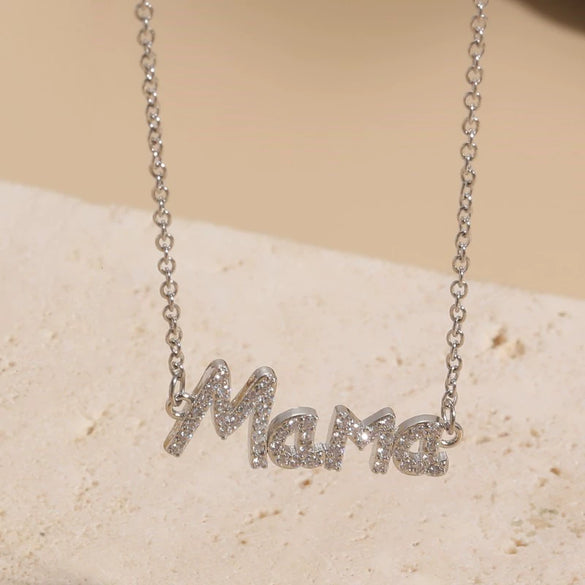 Wholesale Jewelry Titanium Steel Letter Zircon Pendant Necklace Simple Light Luxury Geometric Ochain 14K Real Gold Plated