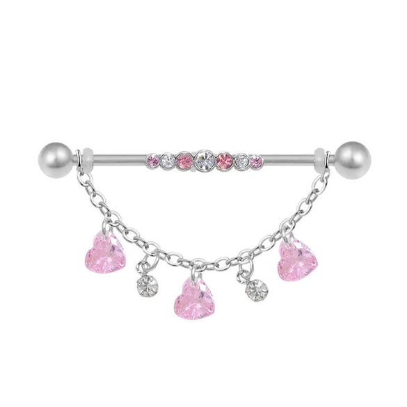 Wholesale Jewelry Titanium Steel Love Double Ear Hole Piercing With Heart Bow Star Shapes Electroplated