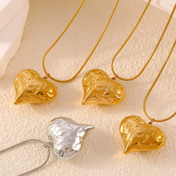 Wholesale Jewelry 316L Stainless Steel Love Drops Drops Bell Pattern Electroplating Pendant Earrings Necklace