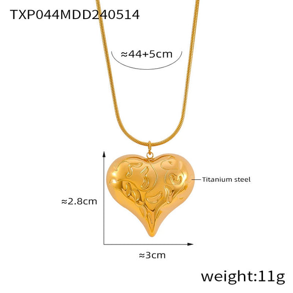 Wholesale Jewelry 316L Stainless Steel Love Drops Drops Bell Pattern Electroplating Pendant Earrings Necklace