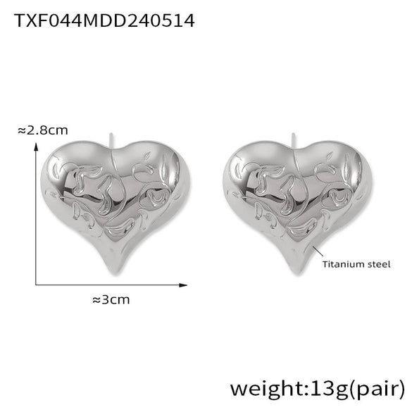 Wholesale Jewelry 316L Stainless Steel Love Drops Drops Bell Pattern Electroplating Pendant Earrings Necklace