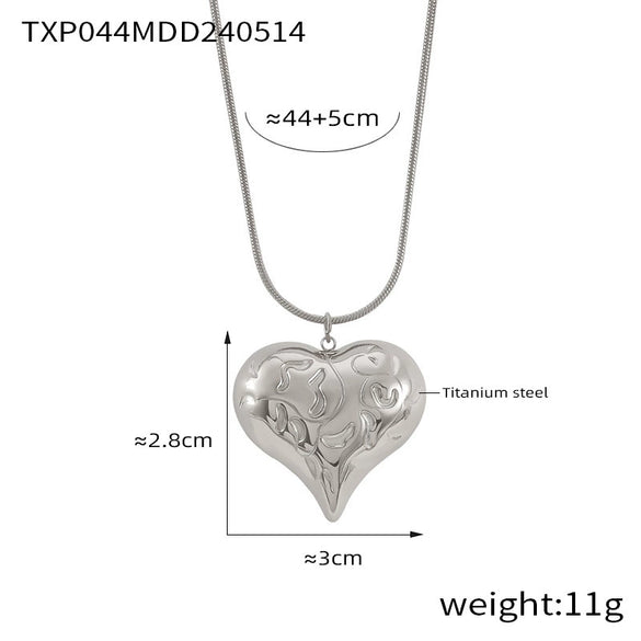 Wholesale Jewelry 316L Stainless Steel Love Drops Drops Bell Pattern Electroplating Pendant Earrings Necklace