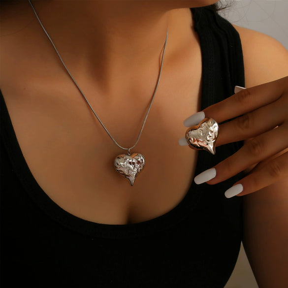 Wholesale Jewelry 316L Stainless Steel Love Drops Drops Bell Pattern Electroplating Pendant Earrings Necklace