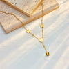 Wholesale Jewelry Titanium Steel Love Heart Butterfly Tassel Pendant Necklace Electroplated For Women