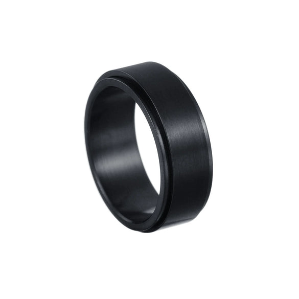 Wholesale Jewelry Titanium Steel Men's Ring Blackplated Frosted Geometric Rotating Decompression