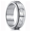 Wholesale Jewelry Titanium Steel Men's Ring Blackplated Frosted Geometric Rotating Decompression