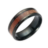 Wholesale Jewelry Titanium Steel Men's Ring Inlaid Acacia Wood With Geometric Pattern And Dripping Oil Treatment
