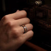 Wholesale Jewelry Titanium Steel Men's Ring Inlaid Acacia Wood With Geometric Pattern And Dripping Oil Treatment