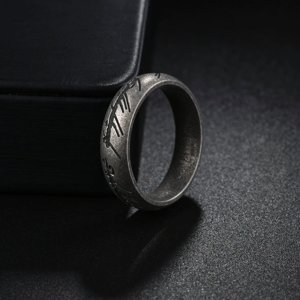 Wholesale Jewelry Titanium Steel Men's Ring Old Craft Distressed Geometric Style