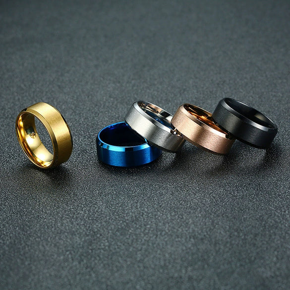 Wholesale Jewelry Titanium Steel Men's Ring With Geometric Design And Electroplating Treatment