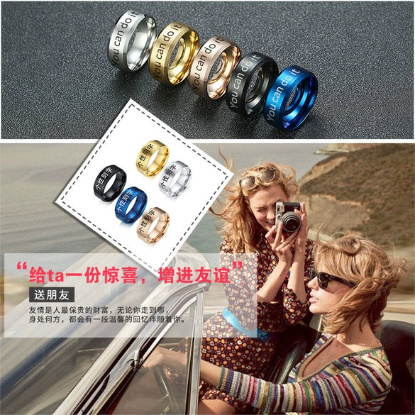 Wholesale Jewelry Titanium Steel Men's Ring With Geometric Design And Electroplating Treatment