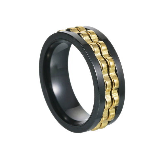Wholesale Jewelry Titanium Steel Multicolor Geometric Rotation Decompression Unisex Ring Electroplated