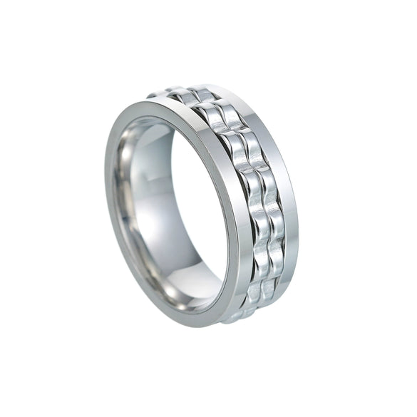 Wholesale Jewelry Titanium Steel Multicolor Geometric Rotation Decompression Unisex Ring Electroplated