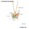 Wholesale Jewelry 316L Stainless Steel Multicolor Resin Butterfly Shape Pendant Necklace With Diamond Design And Ochain
