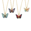 Wholesale Jewelry 316L Stainless Steel Multicolor Resin Butterfly Shape Pendant Necklace With Diamond Design And Ochain