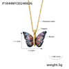 Wholesale Jewelry 316L Stainless Steel Multicolor Resin Butterfly Shape Pendant Necklace With Diamond Design And Ochain
