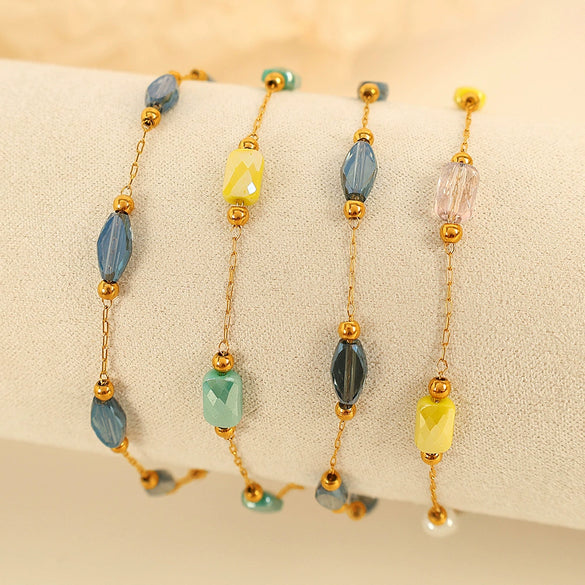 Wholesale Jewelry 316L Stainless Steel O Chain Electroplated Sweet Cool Geometric Style Women's Necklace And Bracelet Accessories